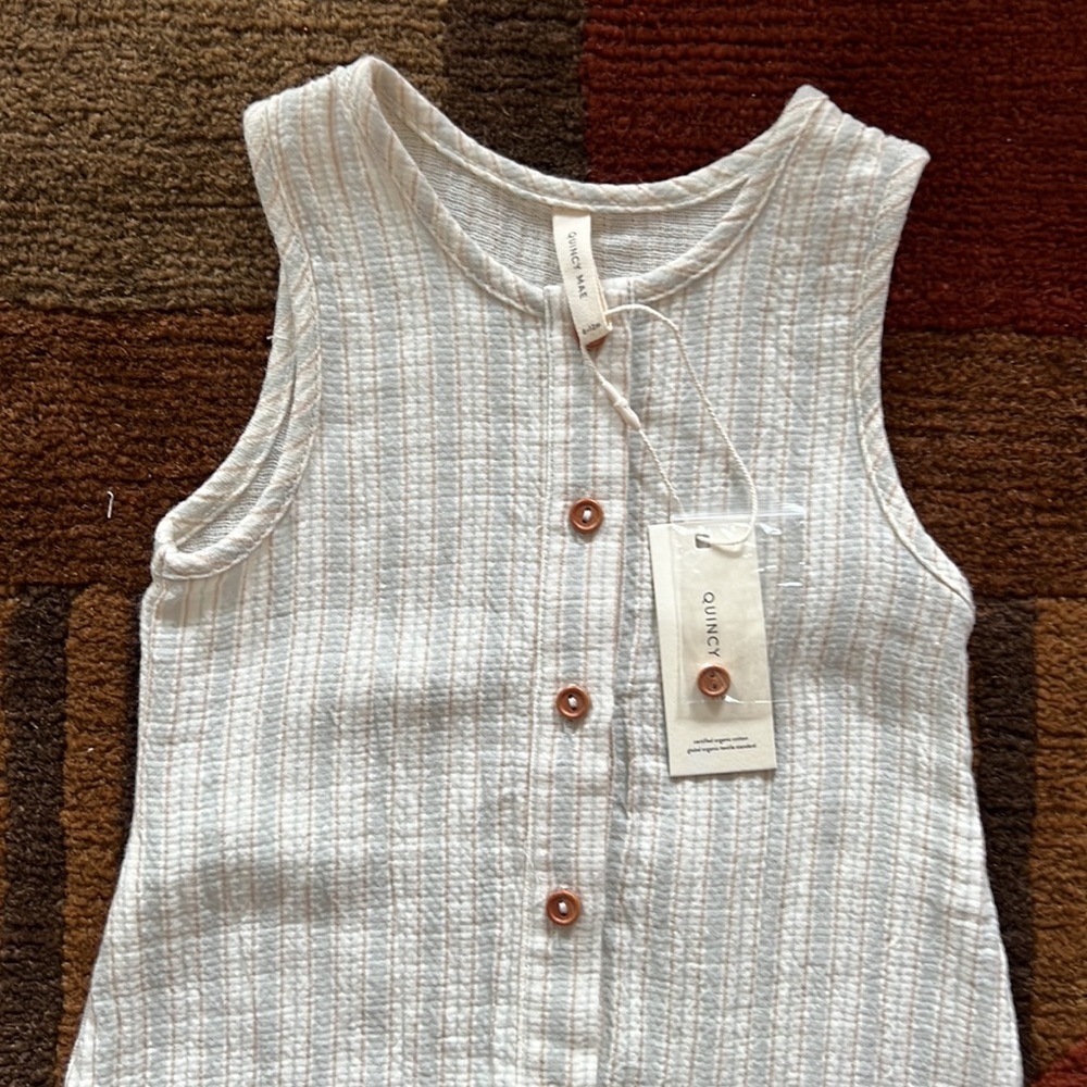 Quincy Mae Woven Button Jumpsuit, sky stripe
